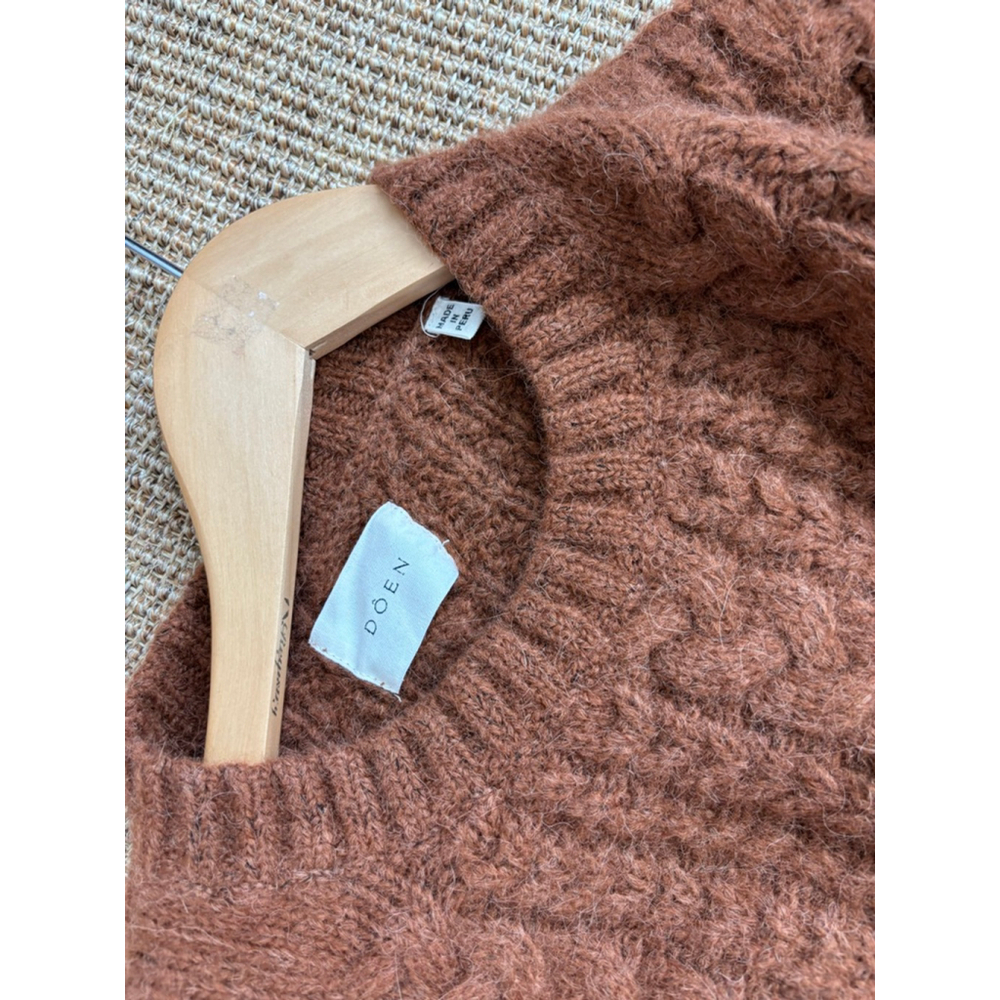 DOEN Cable Knit Sweater Brown Size M - Picture 5 of 12
